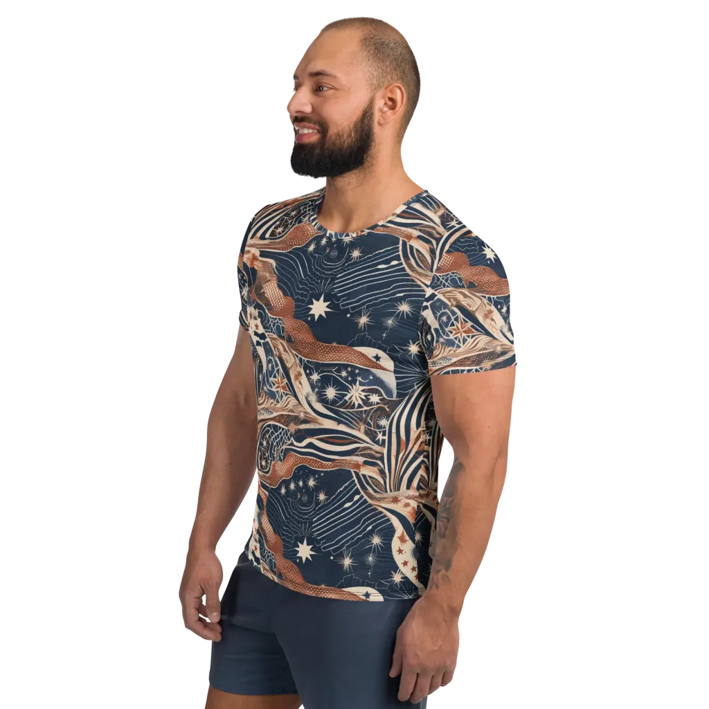 Midnight Meridian on Men's Athletic T-Shirt — Left