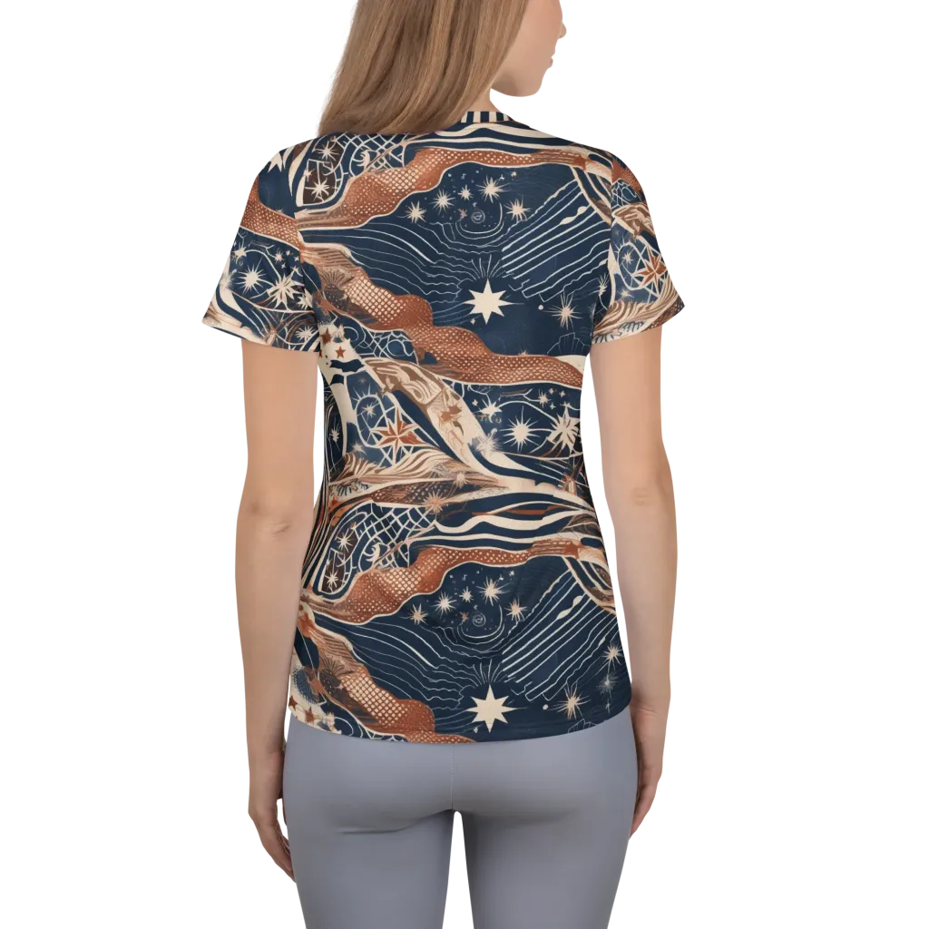 Midnight Meridian on Women's Athletic T-Shirt — Back