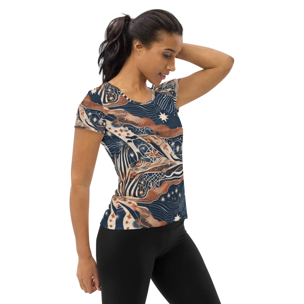 Midnight Meridian on Women's Athletic T-Shirt — Right
