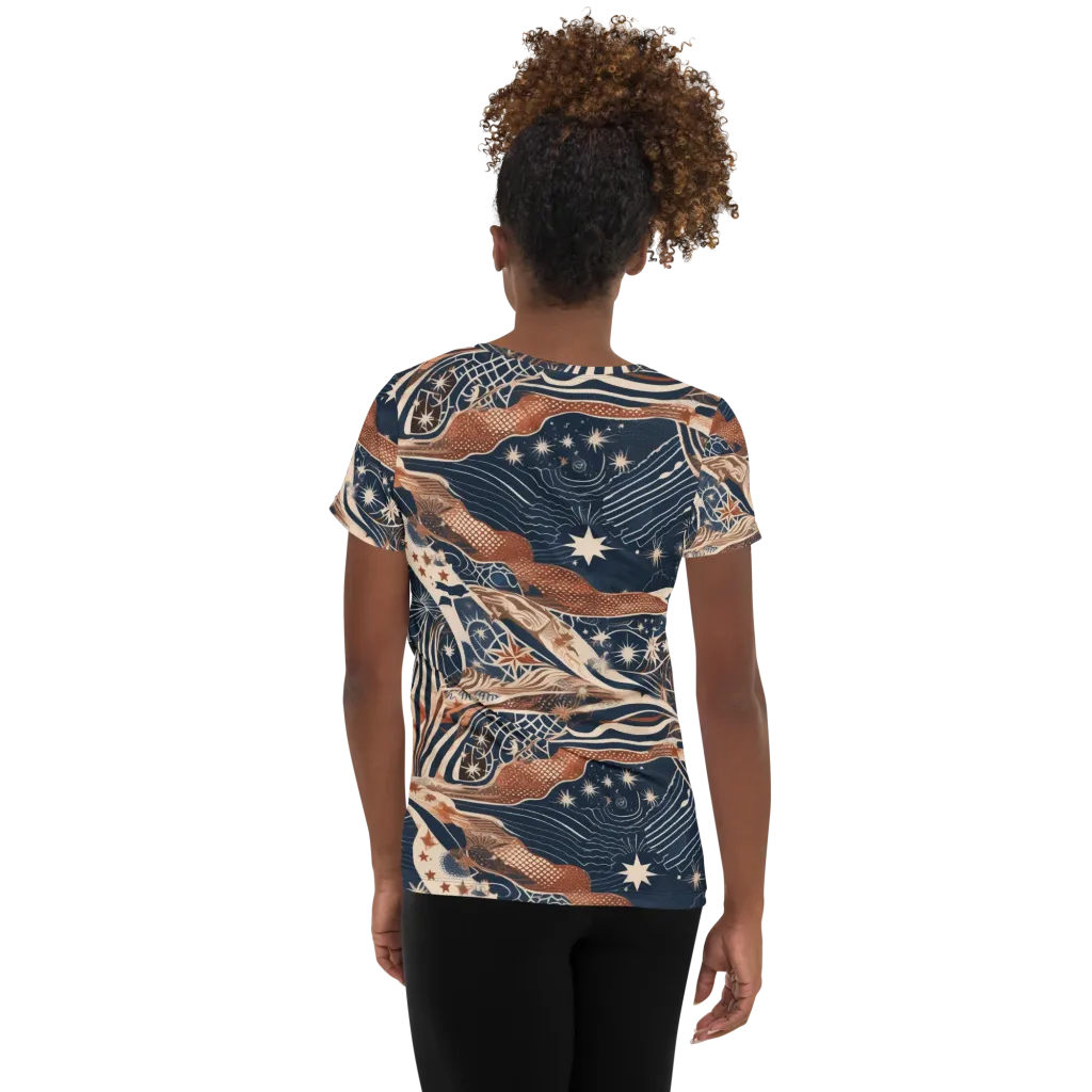 Midnight Meridian on Women's Athletic T-Shirt — Back