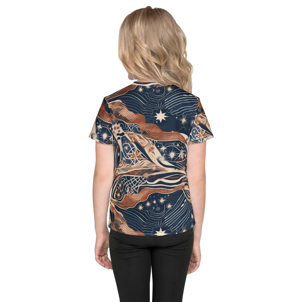 Midnight Meridian on Kids Crew Neck T-Shirt — Back