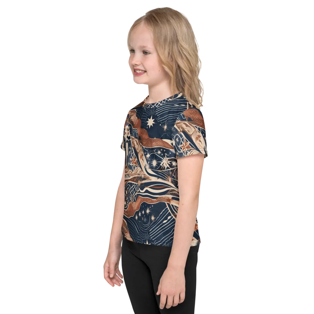 Midnight Meridian on Kids Crew Neck T-Shirt — Left