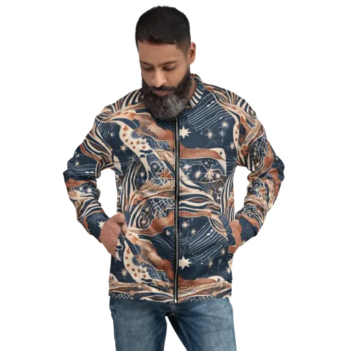 Midnight Meridian on a Bomber Jacket
