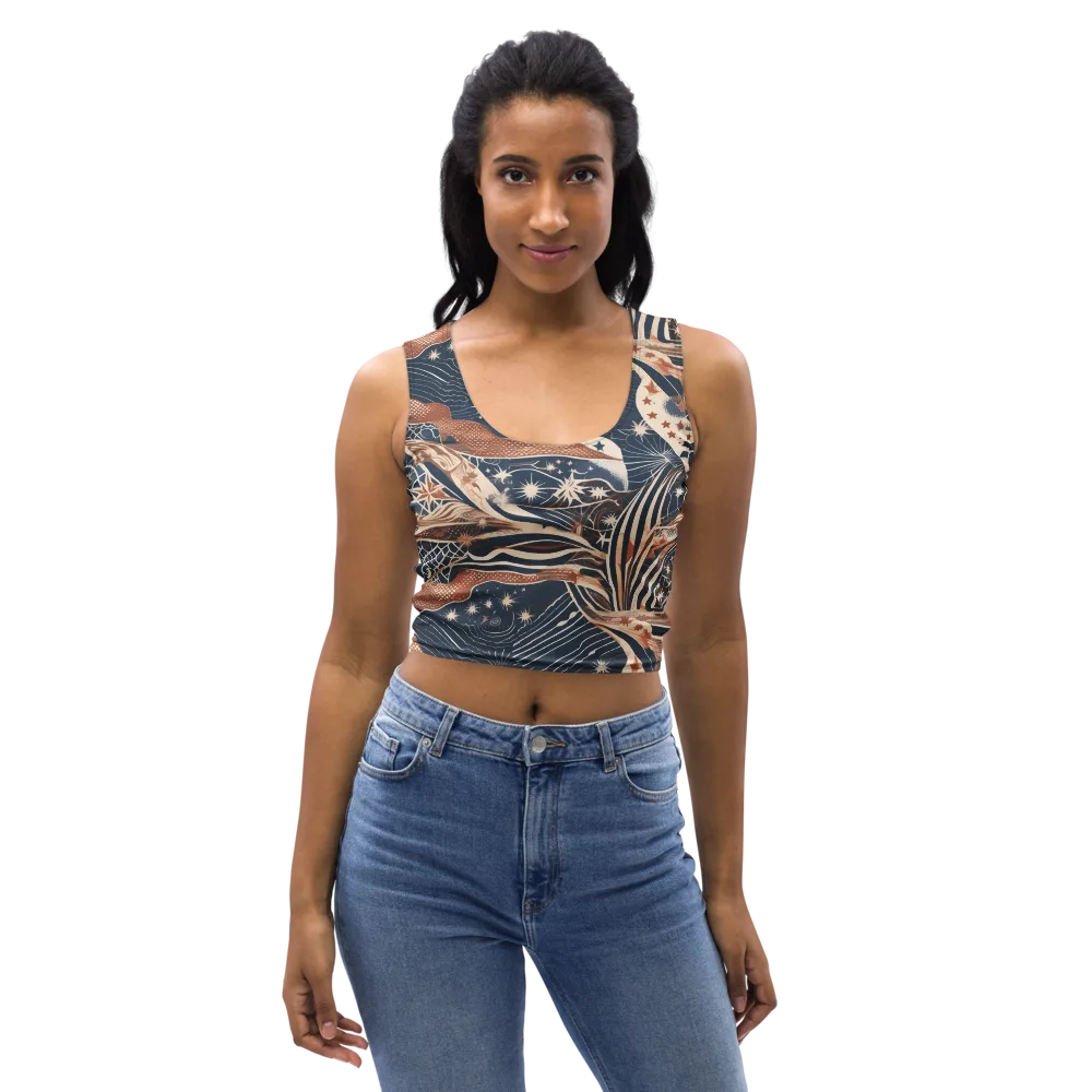 Midnight Meridian on Crop Top — Front