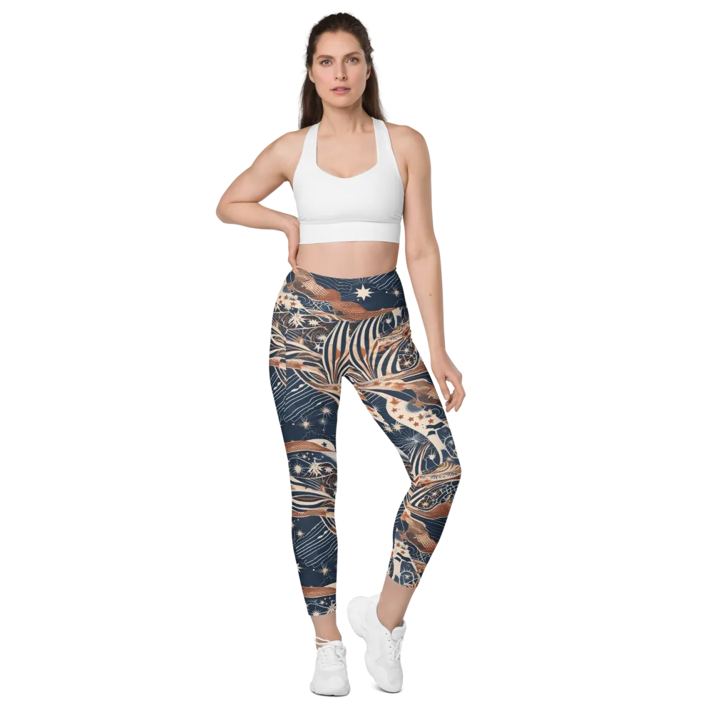 Midnight Meridian on Leggings with Pockets — Front