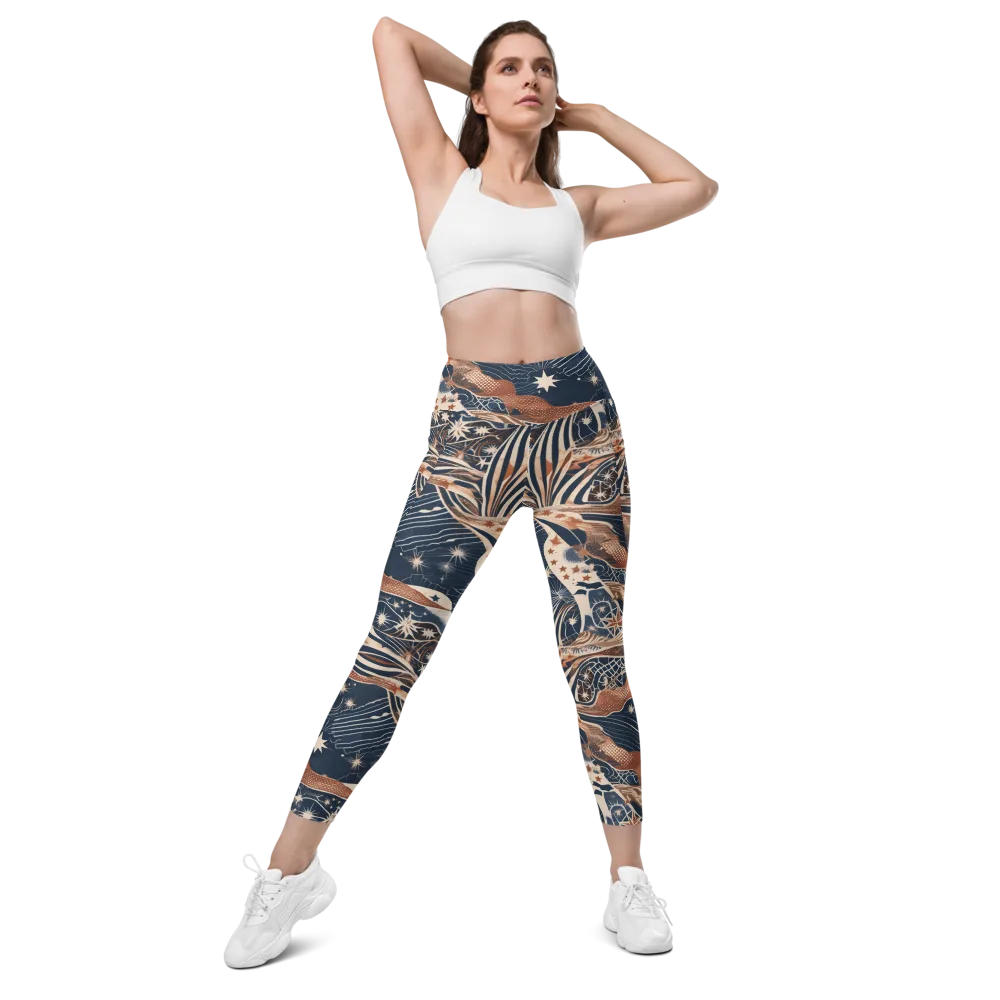 Midnight Meridian on Leggings with Pockets — Front