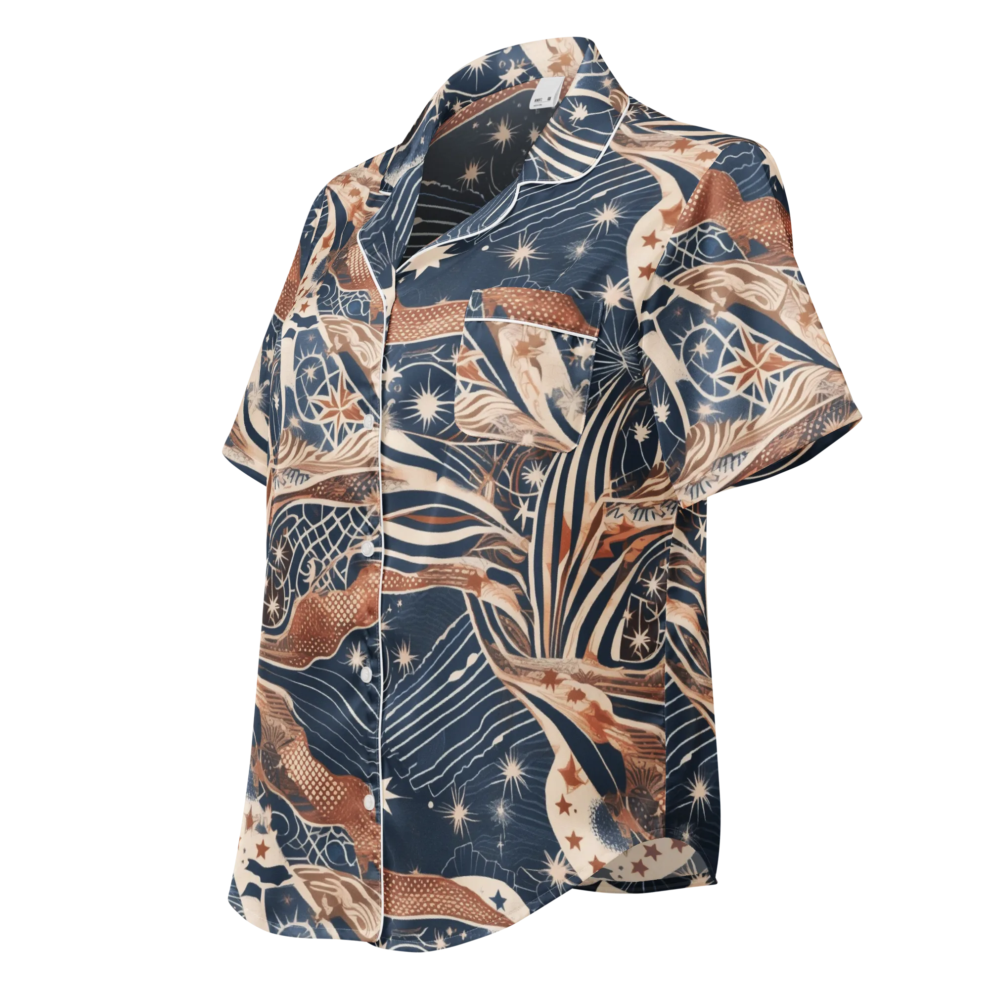 Midnight Meridian on Women's Short Sleeve Pajama Top — Left Front