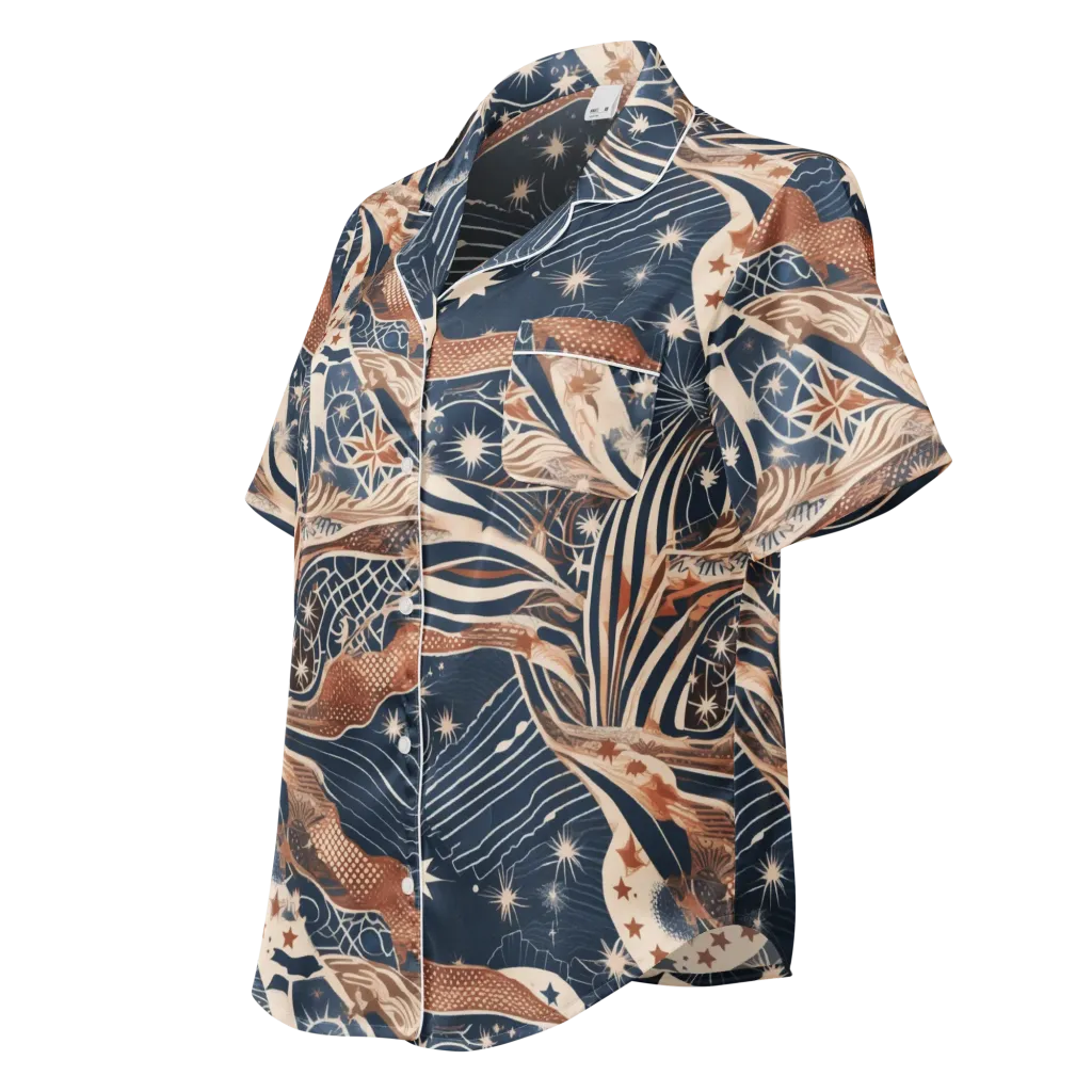 Midnight Meridian on Women's Short Sleeve Pajama Top — Left Front
