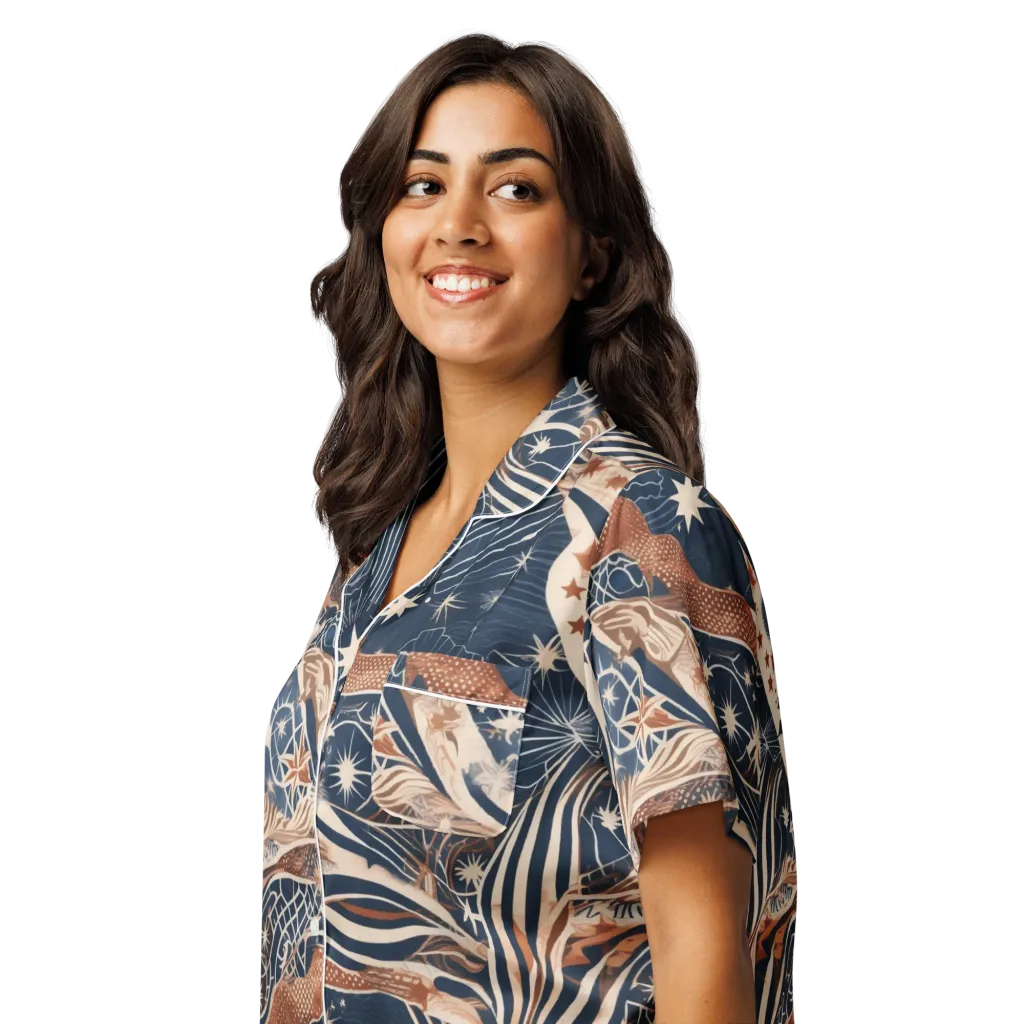 Midnight Meridian on Women's Short Sleeve Pajama Top — Left Front