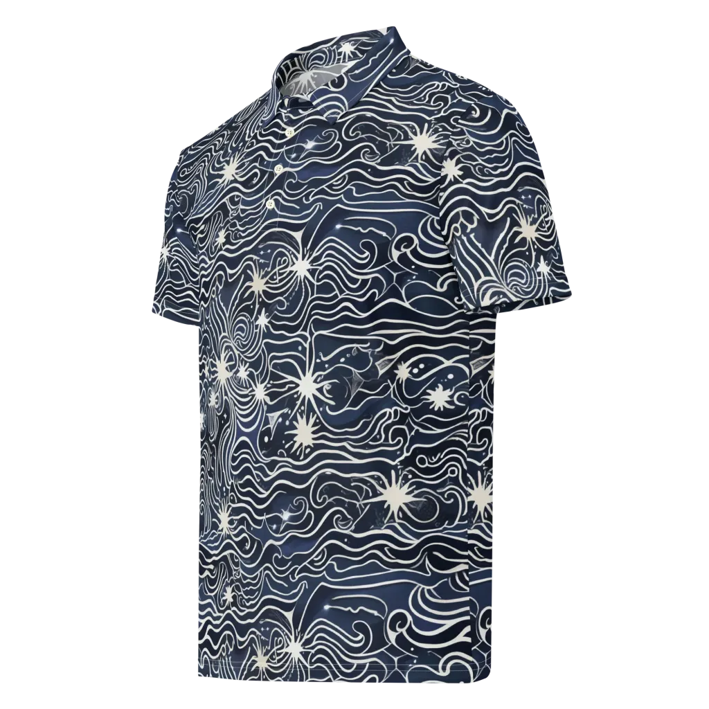 Nautical Nebula on Men's Slim Fit Polo Shirt — Left Front