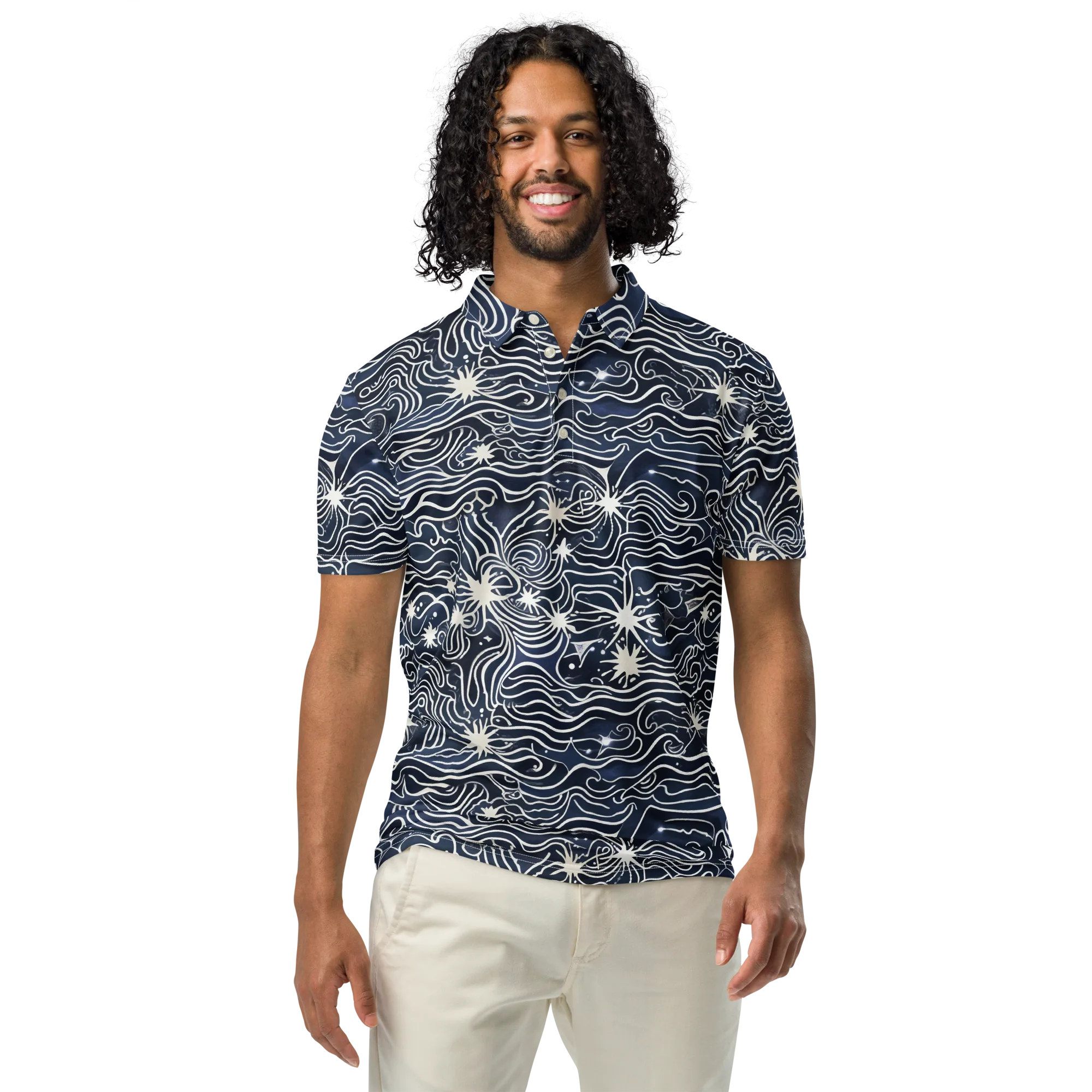 Nautical Nebula on Men's Slim Fit Polo Shirt — Front