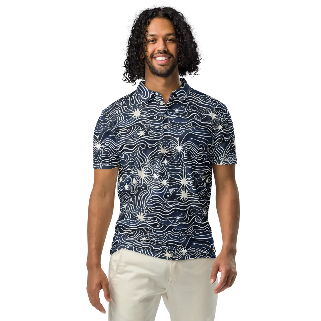 Nautical Nebula on Men's Slim Fit Polo Shirt — Front