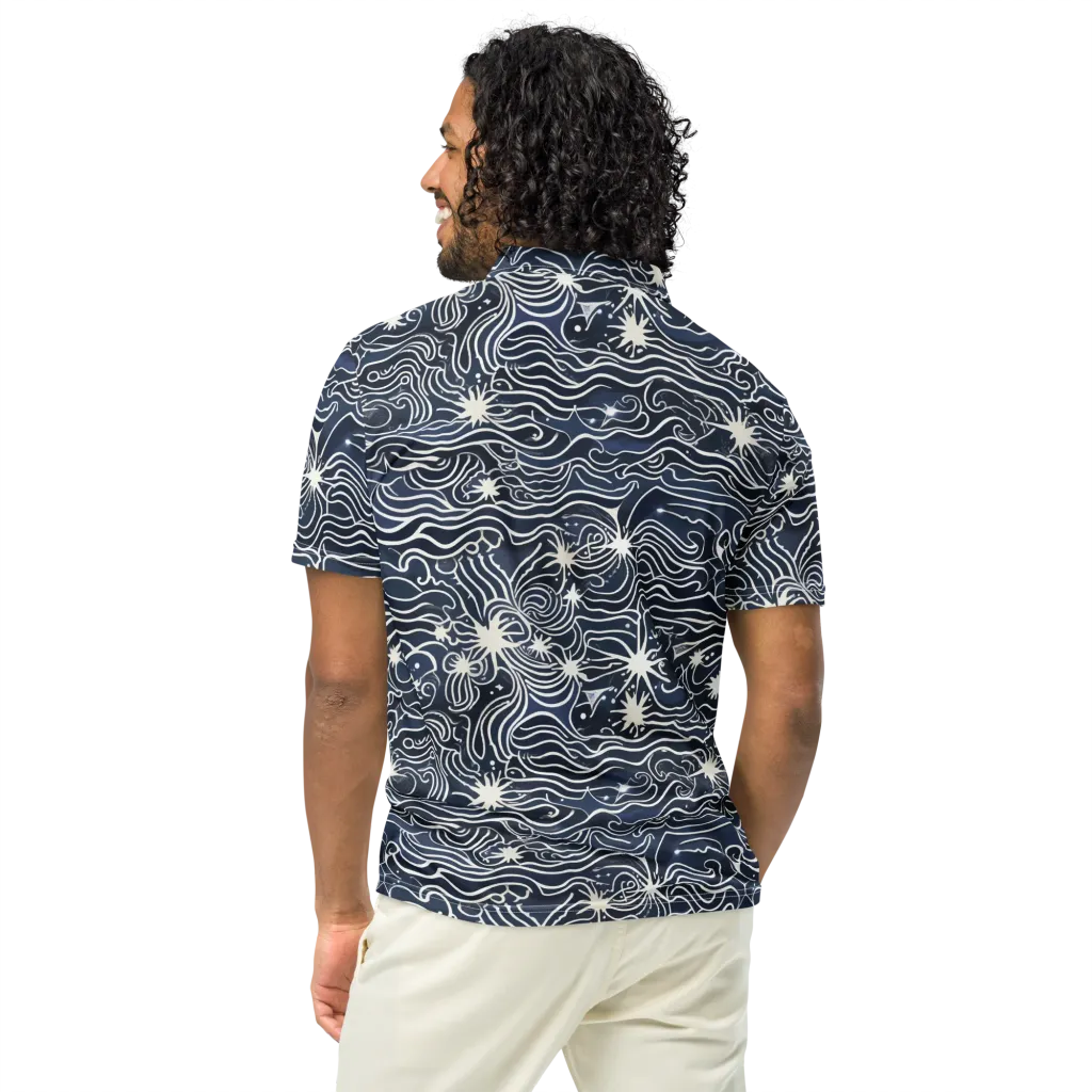 Nautical Nebula on Men's Slim Fit Polo Shirt — Back
