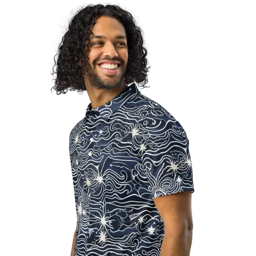 Nautical Nebula on a Men's Slim Fit Polo Shirt