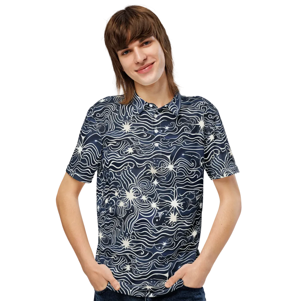 Nautical Nebula on Men's Slim Fit Polo Shirt — Front