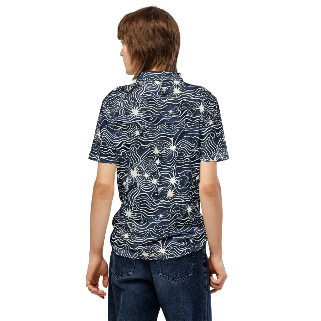 Nautical Nebula on Men's Slim Fit Polo Shirt — Back