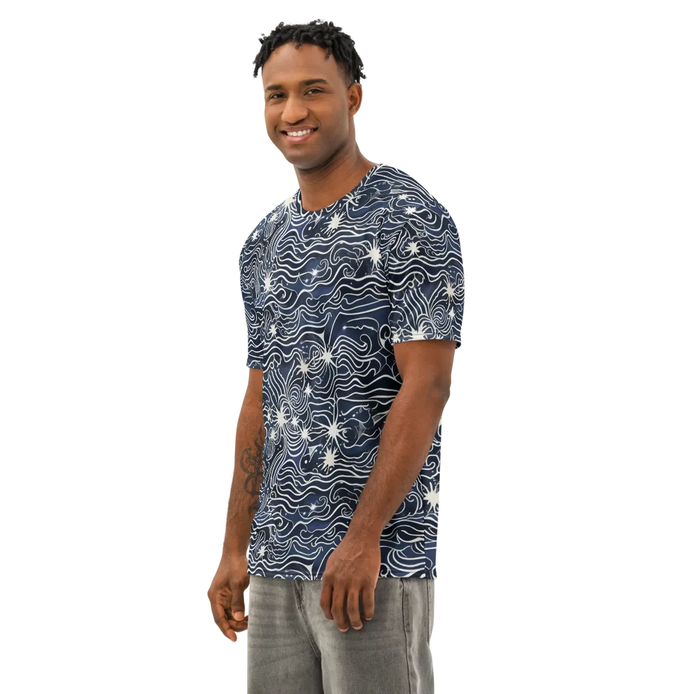 Nautical Nebula on Men's Cotton Crew Neck T-Shirt — Left Front