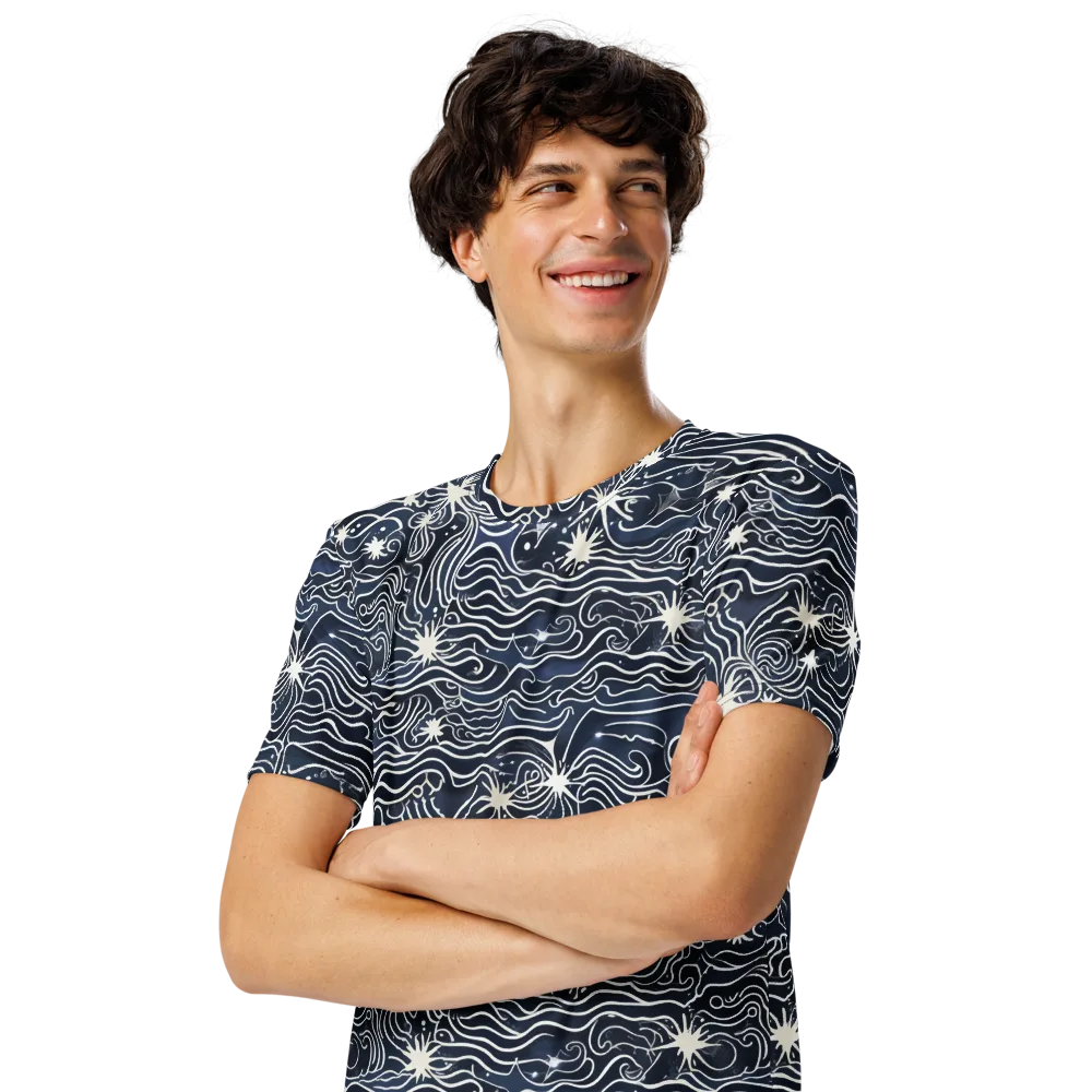 Nautical Nebula on Men's Crew Neck T-Shirt — Left Front