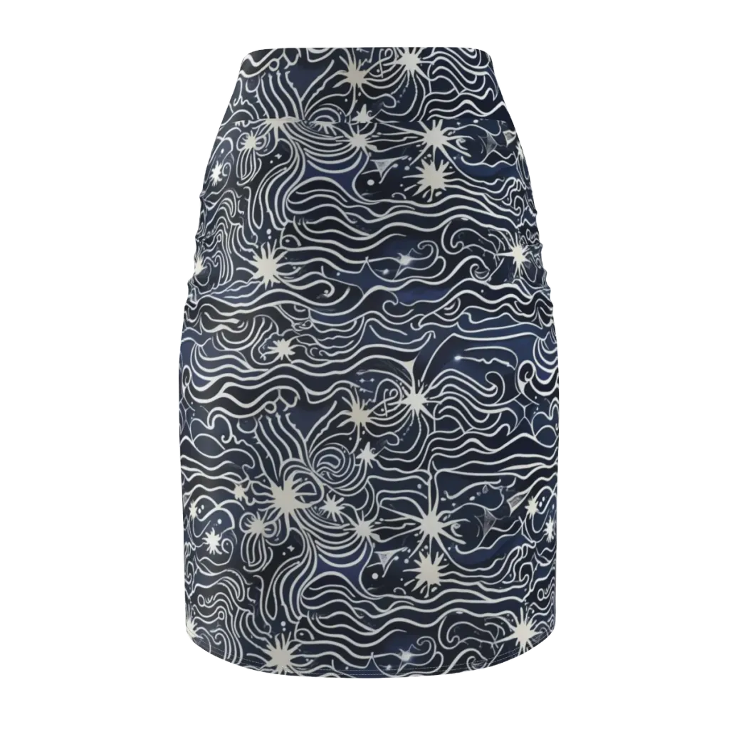 Nautical Nebula on Pencil Skirt — Back
