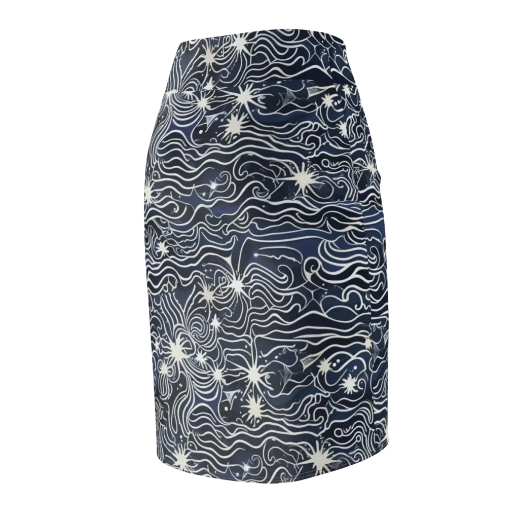 Nautical Nebula on Pencil Skirt — Back Side