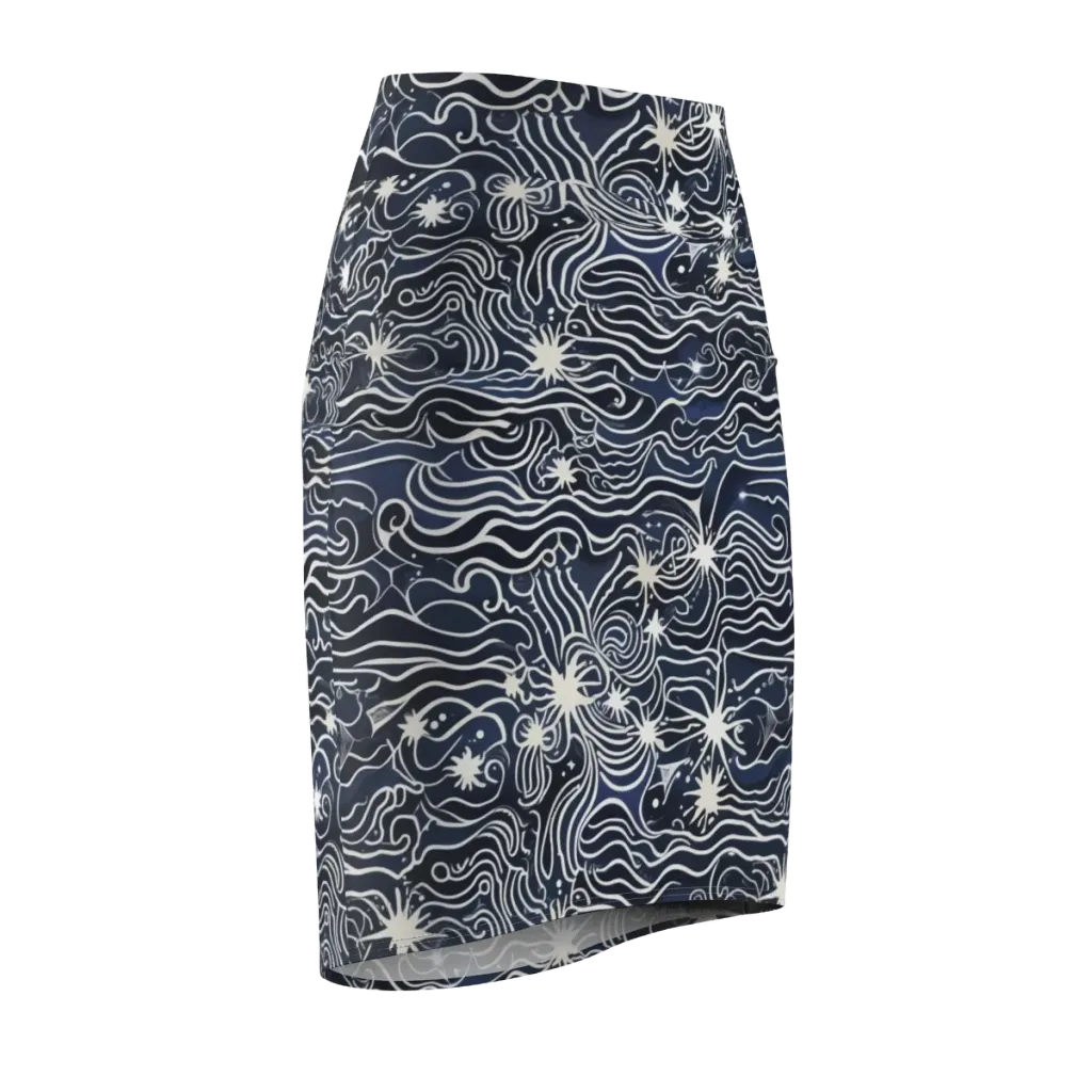 Nautical Nebula on Pencil Skirt — Front Side