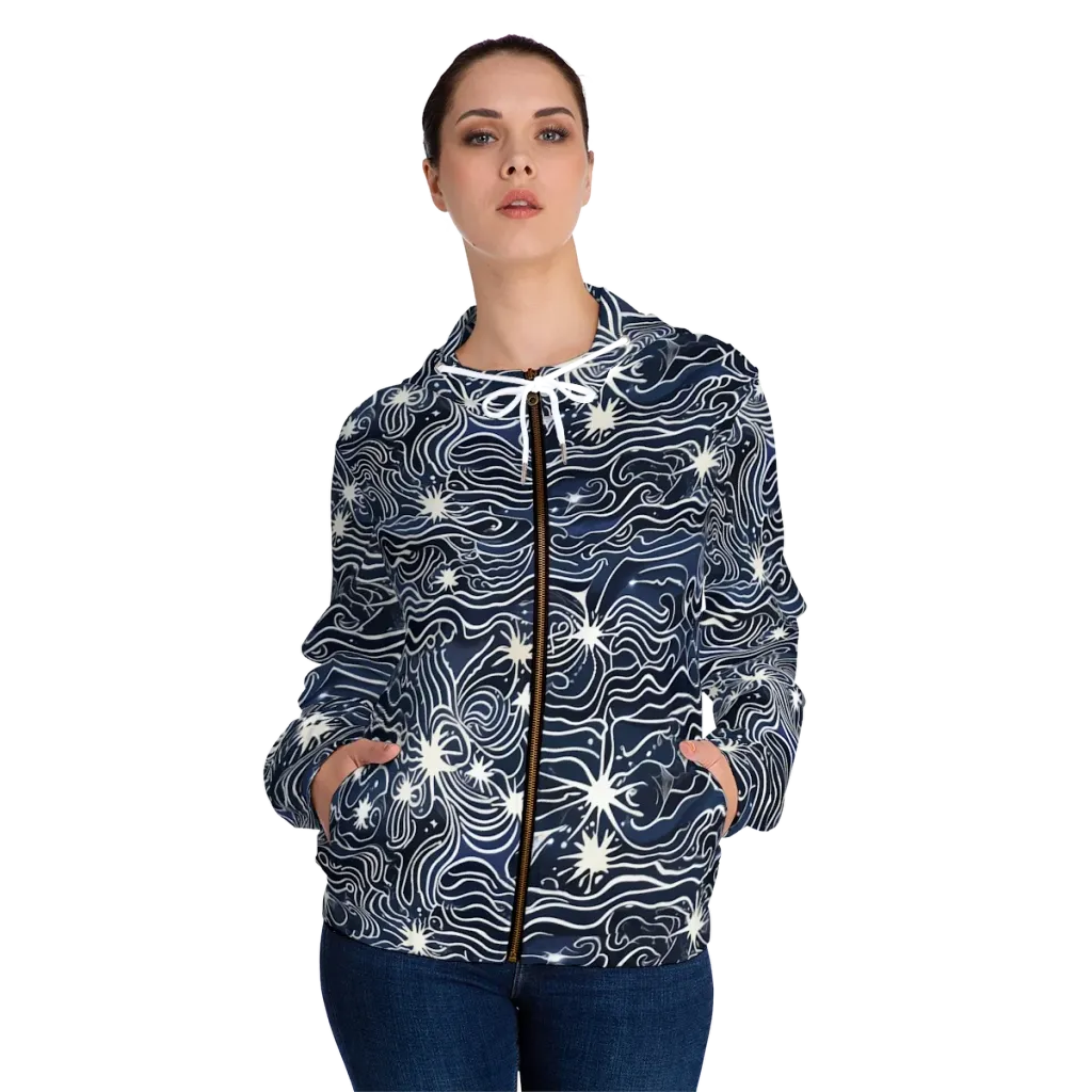 Nautical Nebula on Women's Full-Zip Hoodie — Front On Person