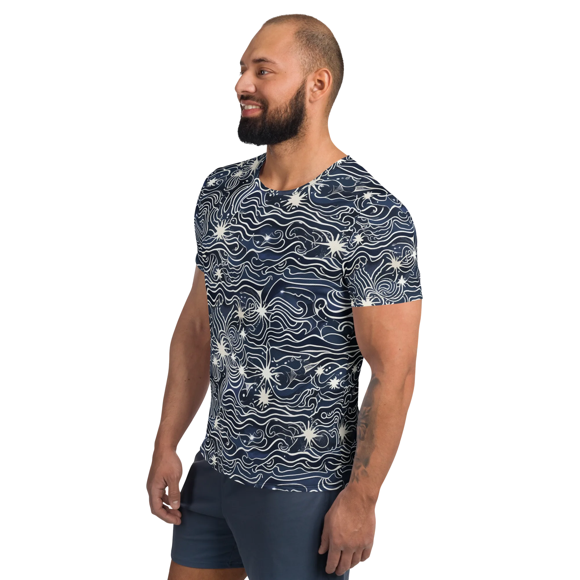 Nautical Nebula on Men's Athletic T-Shirt — Left