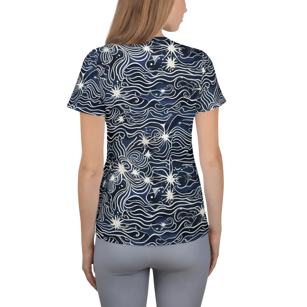 Nautical Nebula on Women's Athletic T-Shirt — Back