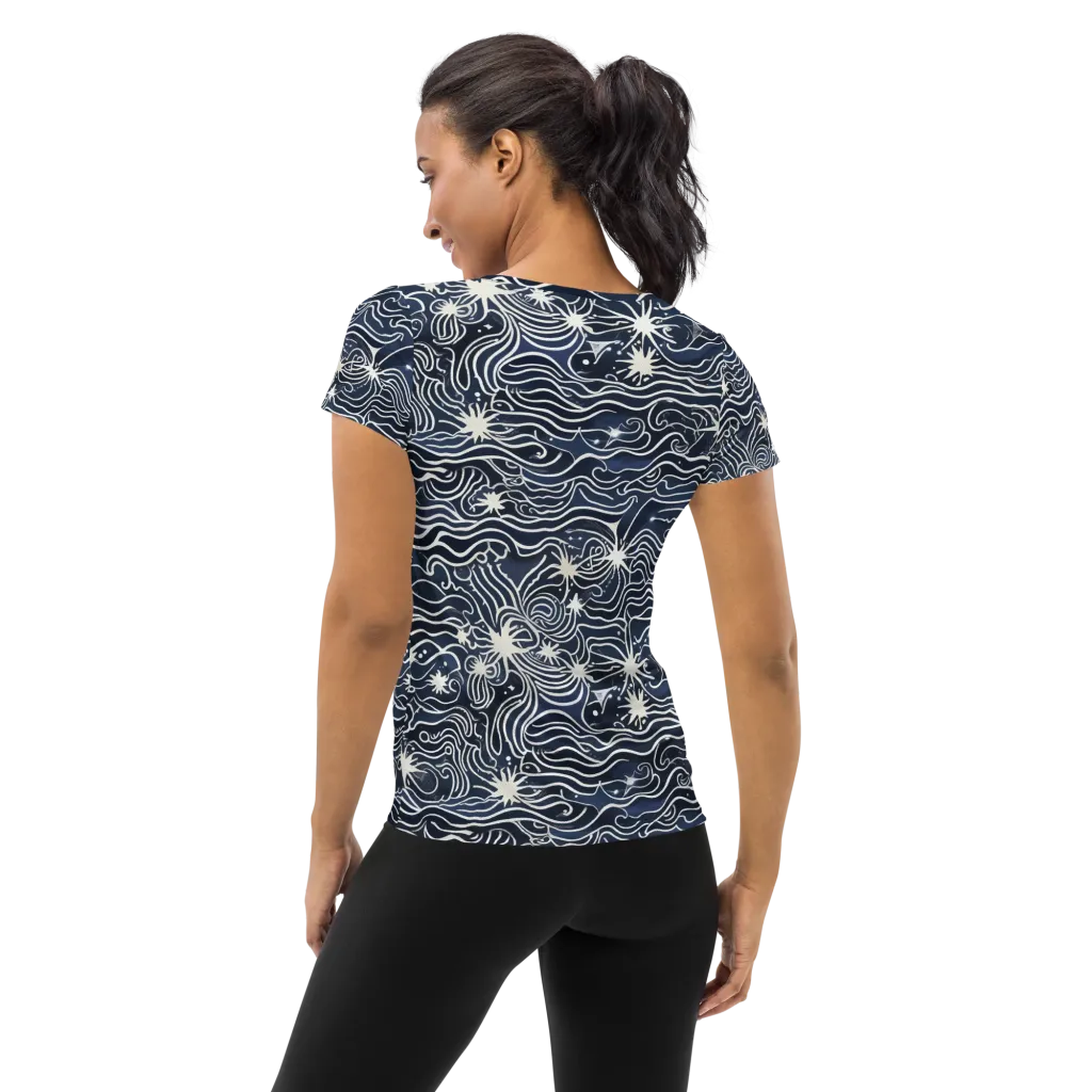 Nautical Nebula on Women's Athletic T-Shirt — Back