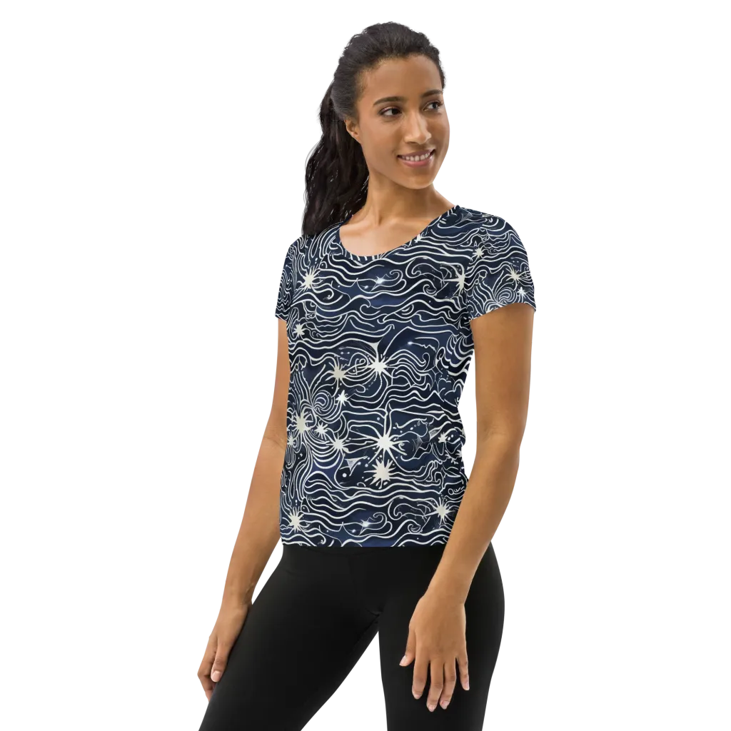 Nautical Nebula on Women's Athletic T-Shirt — Left