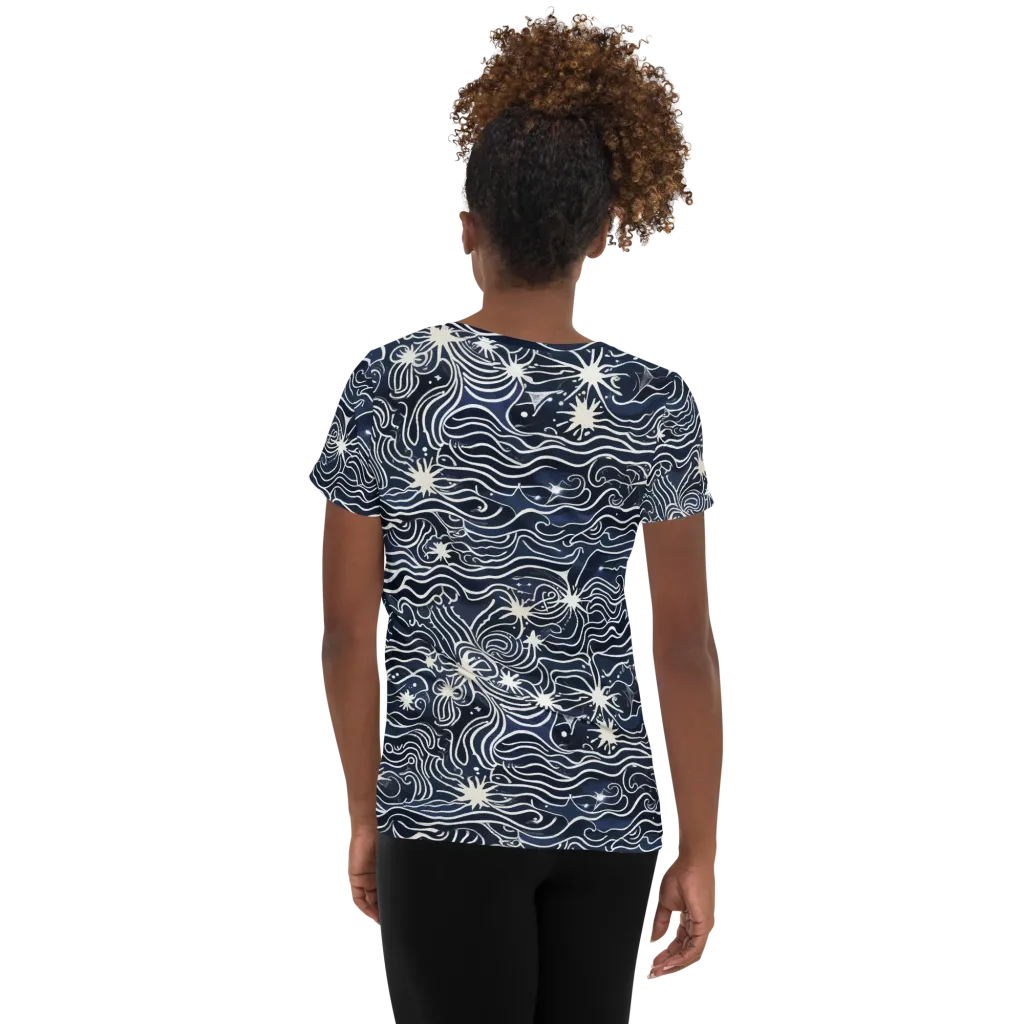 Nautical Nebula on Women's Athletic T-Shirt — Back