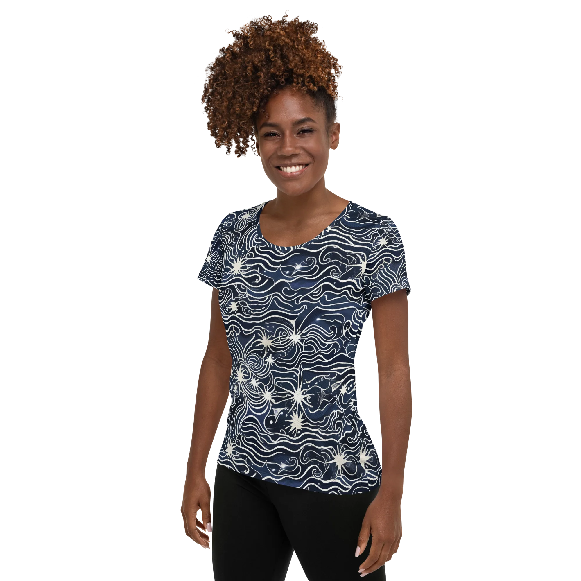 Nautical Nebula on Women's Athletic T-Shirt — Left