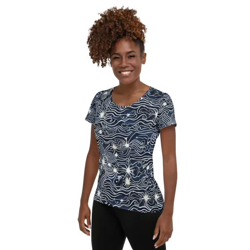 Nautical Nebula on a Women's Athletic T-Shirt