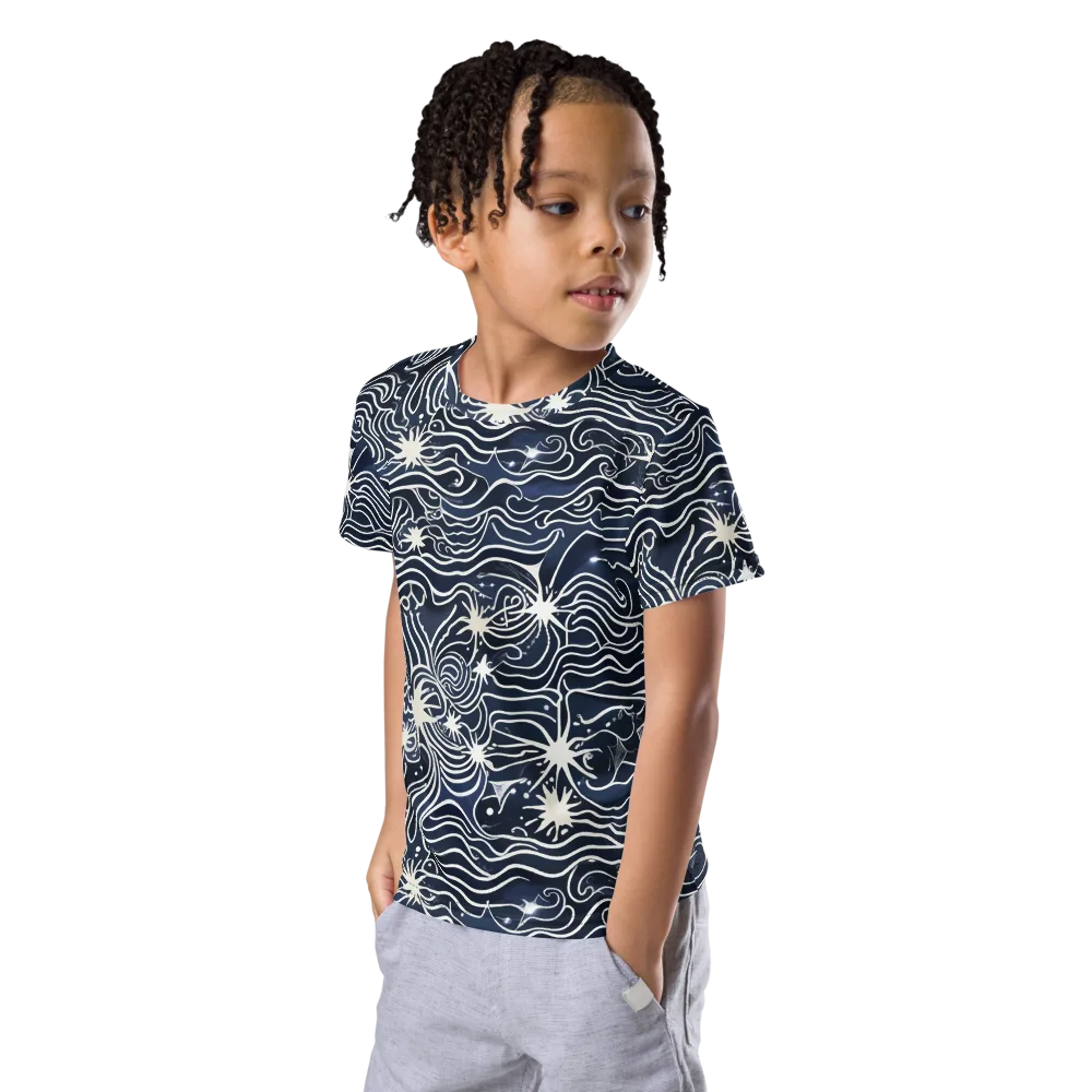 Nautical Nebula on Kids Crew Neck T-Shirt — Left Front