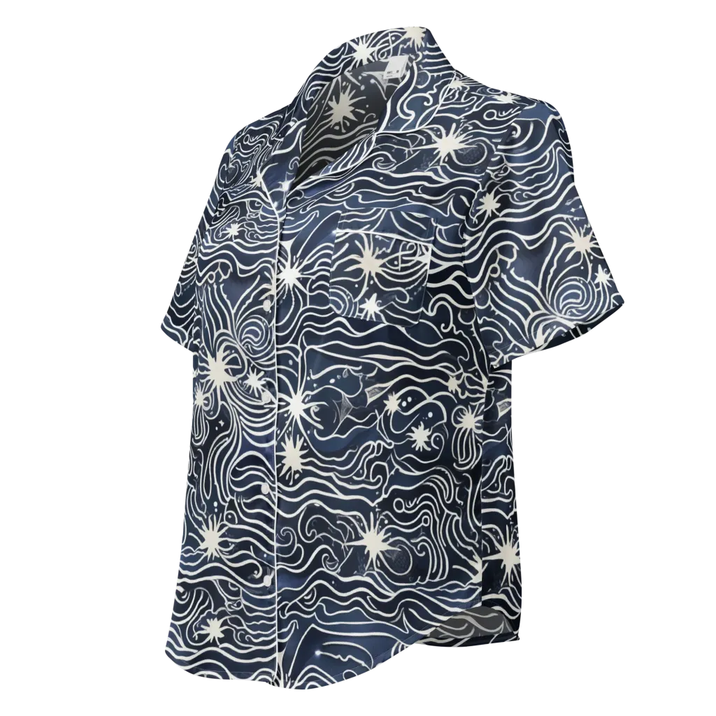 Nautical Nebula on Women's Short Sleeve Pajama Top — Left Front