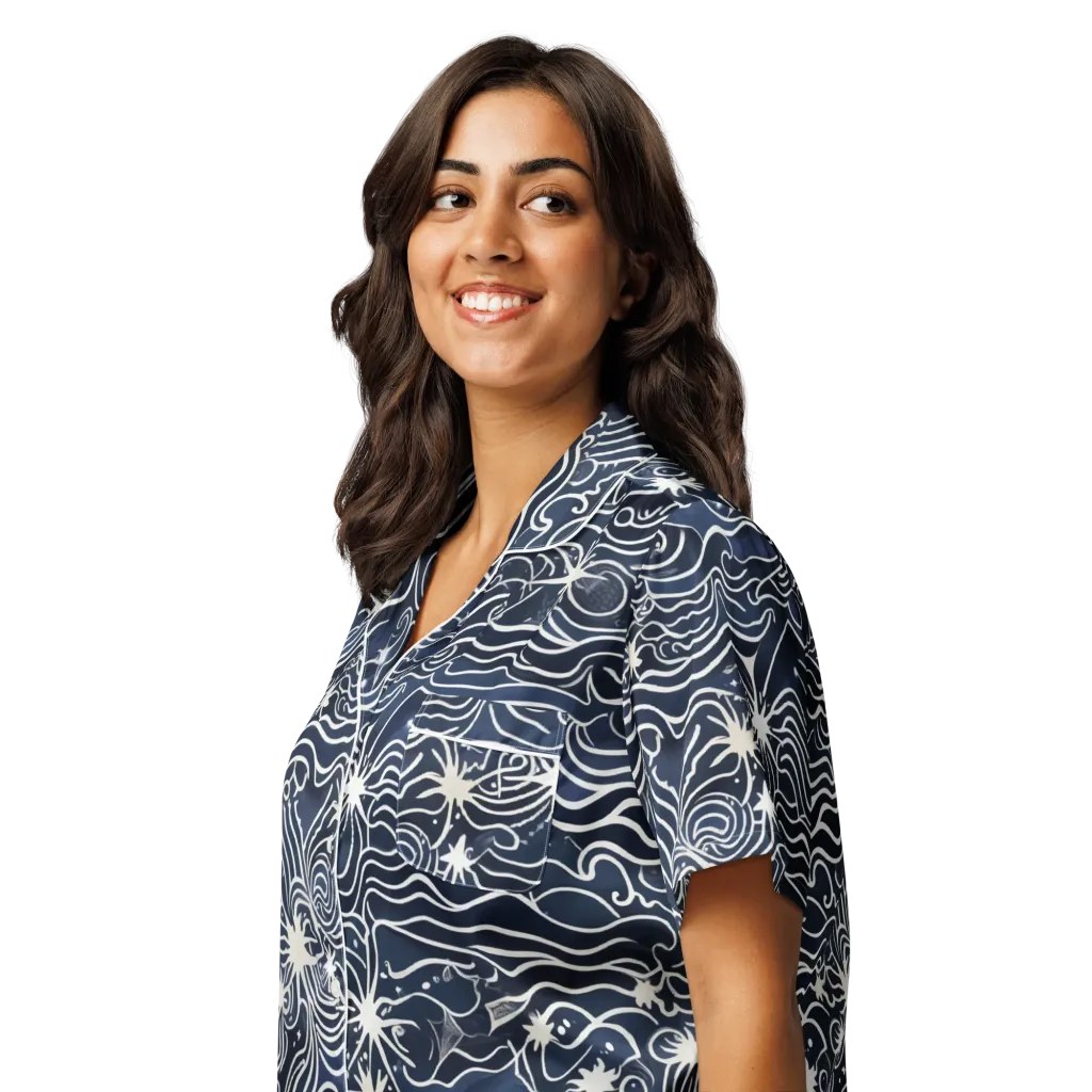 Nautical Nebula on Women's Short Sleeve Pajama Top — Left Front