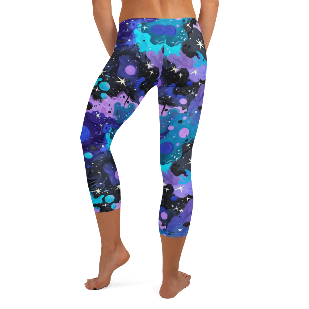 Galaxy Gouache on Capri Leggings — Back