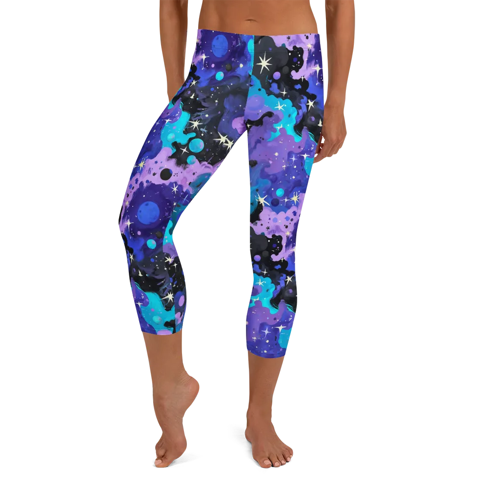 Galaxy Gouache on Capri Leggings — Front