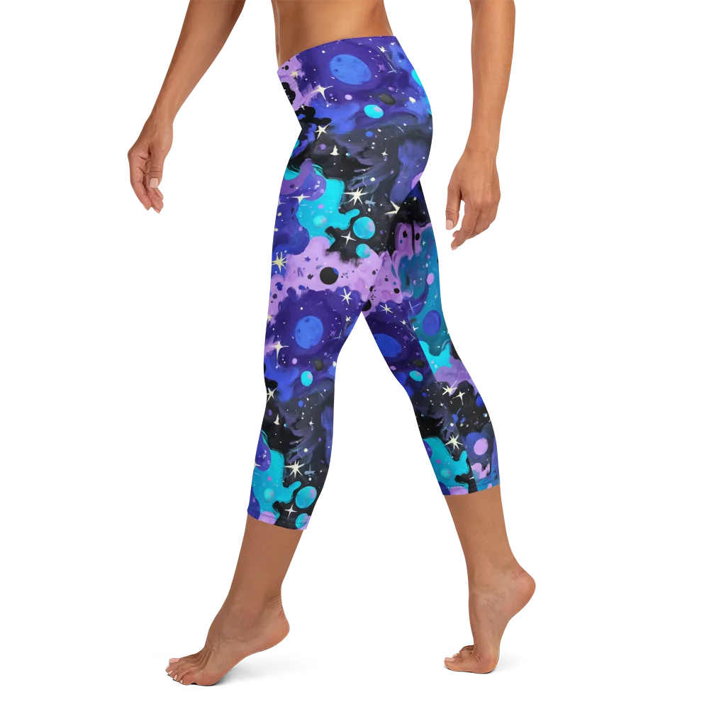 Galaxy Gouache on Capri Leggings — Left