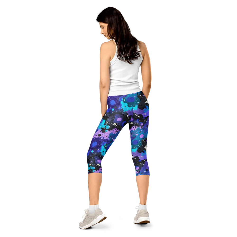 Galaxy Gouache on Capri Leggings — Back
