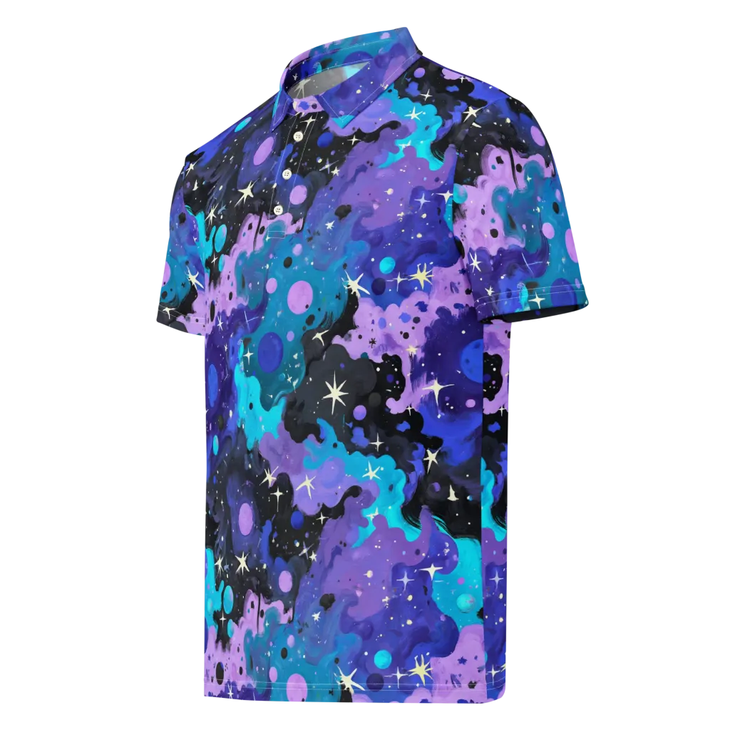 Galaxy Gouache on Men's Slim Fit Polo Shirt — Left Front