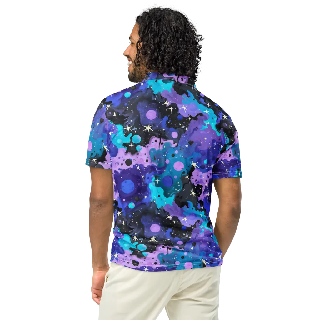 Galaxy Gouache on Men's Slim Fit Polo Shirt — Back