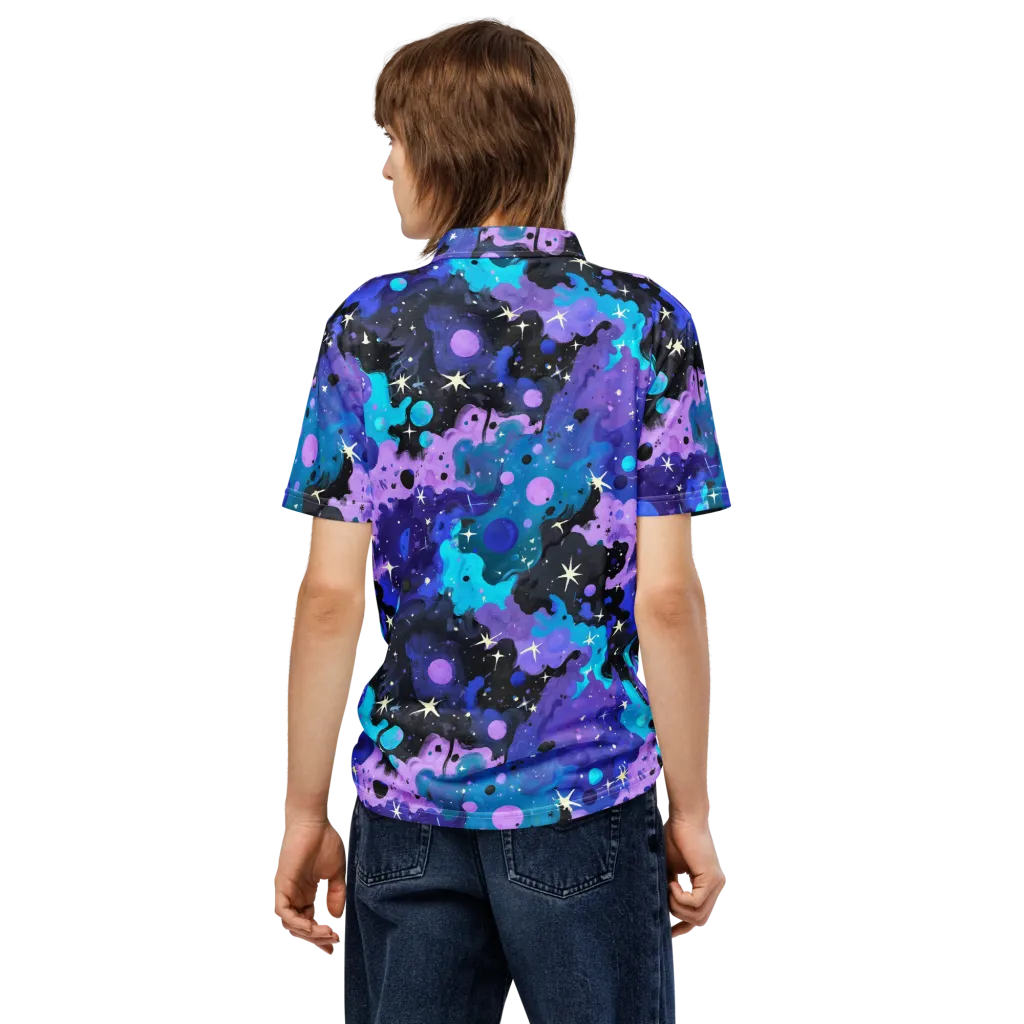 Galaxy Gouache on Men's Slim Fit Polo Shirt — Back