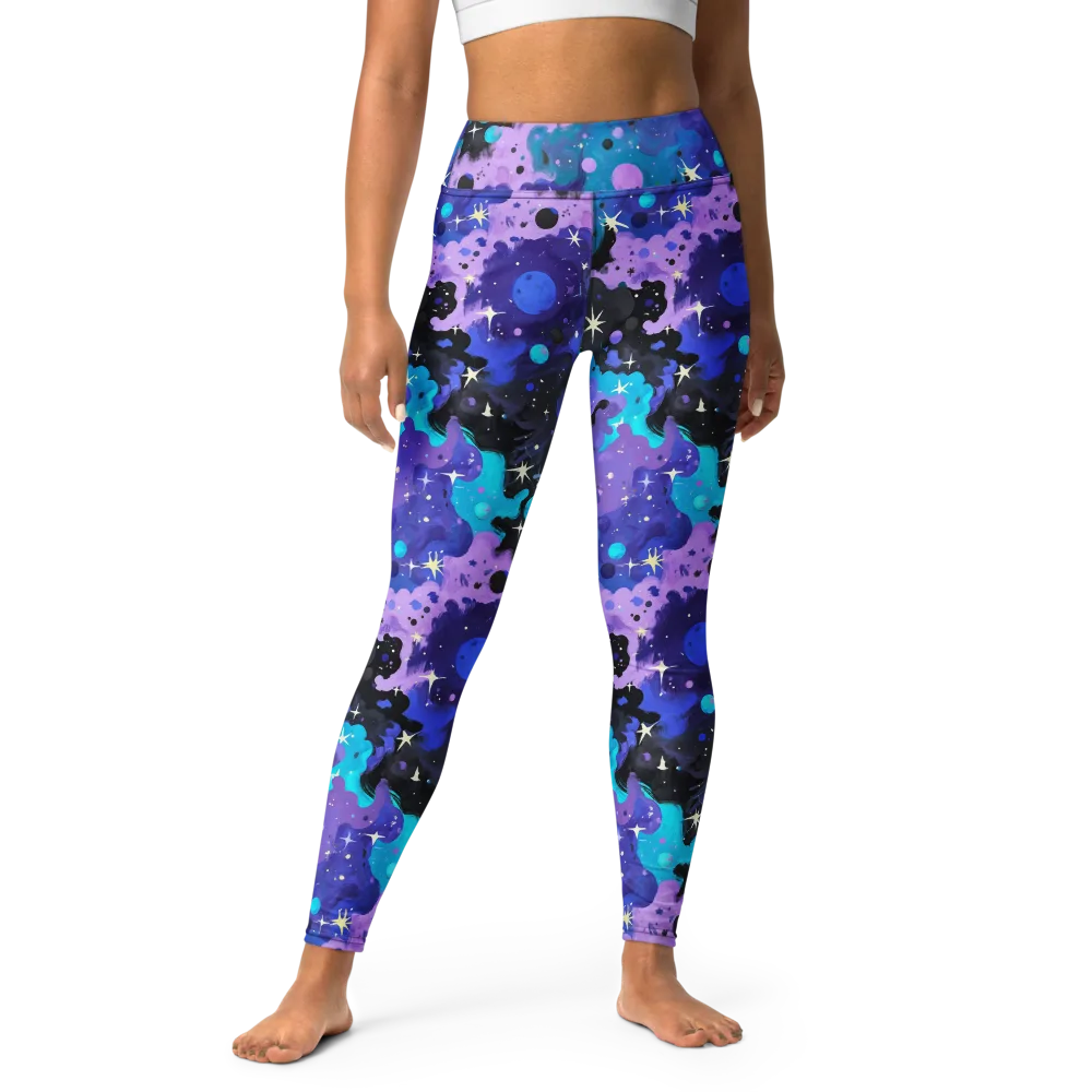 Galaxy Gouache on Yoga Leggings — Front