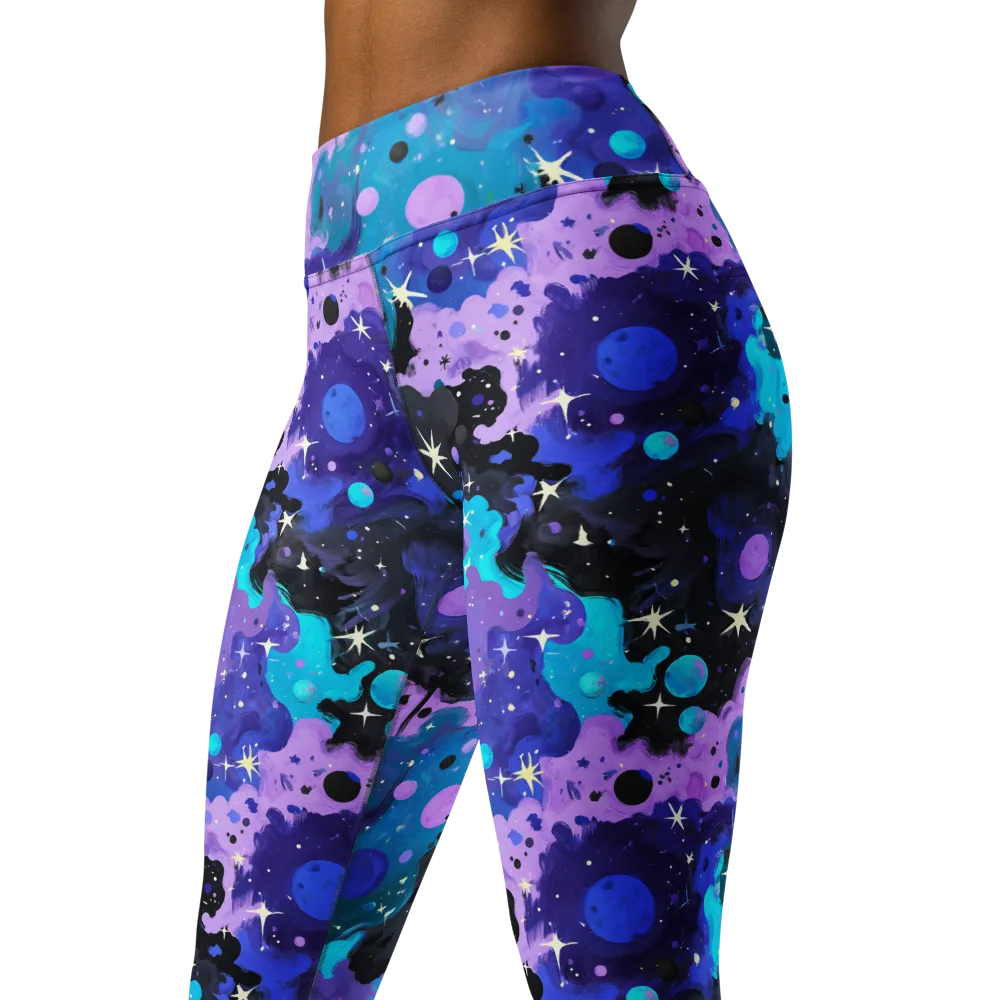 Galaxy Gouache on Yoga Leggings — Left Front