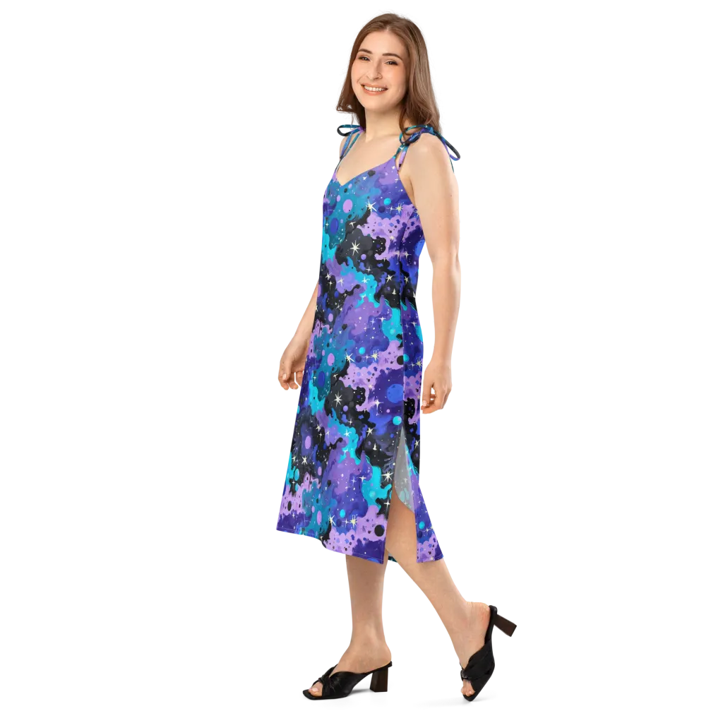 Galaxy Gouache on Slip Dress — Left Front