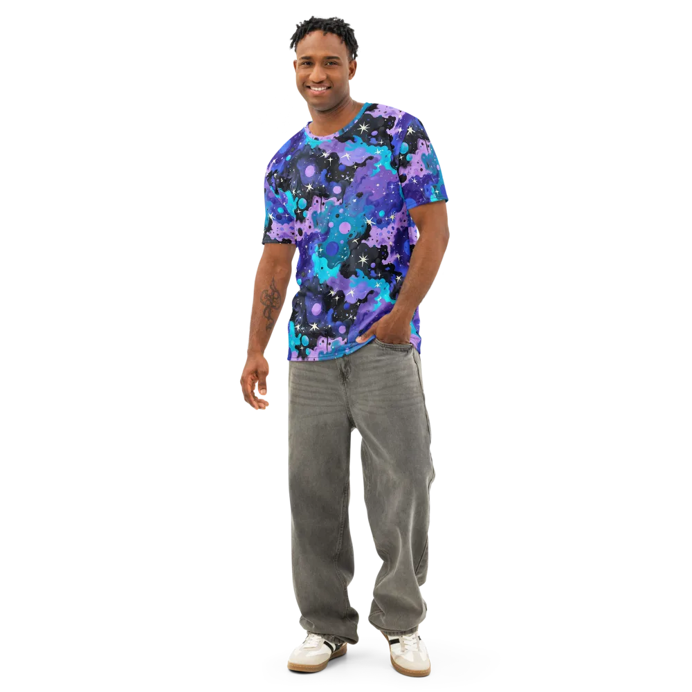 Galaxy Gouache on Men's Cotton Crew Neck T-Shirt — Front