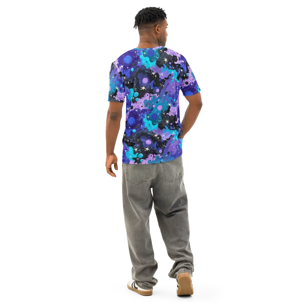 Galaxy Gouache on Men's Cotton Crew Neck T-Shirt — Back