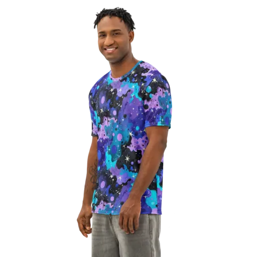Galaxy Gouache on a Men's Cotton Crew Neck T-Shirt