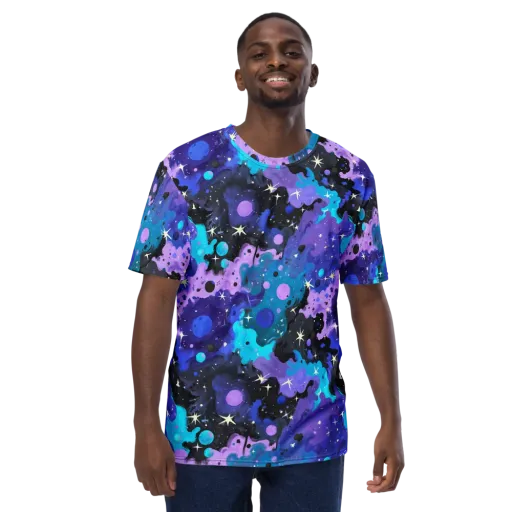 Galaxy Gouache on a Men's Crew Neck T-Shirt